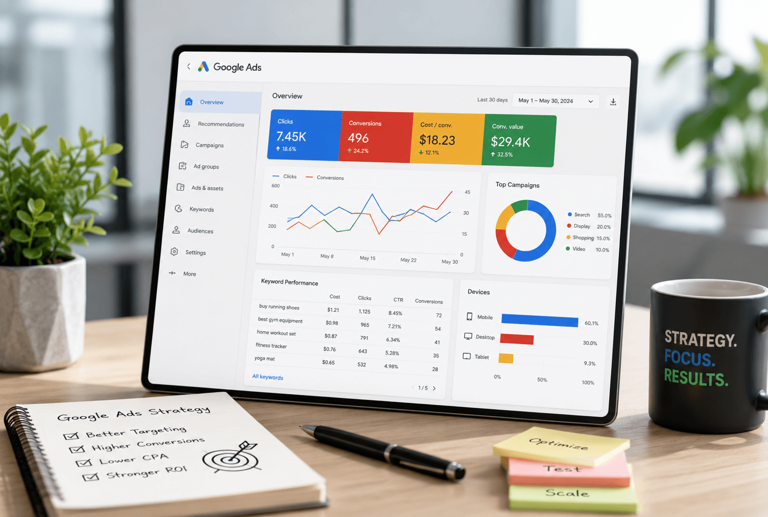 Google Ads campaign dashboard preview